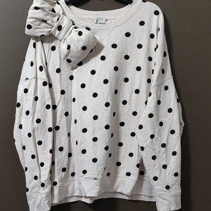 Kate Spade Live Colorfully Big Bow Polka Dot Sweatshirt SIZE XL